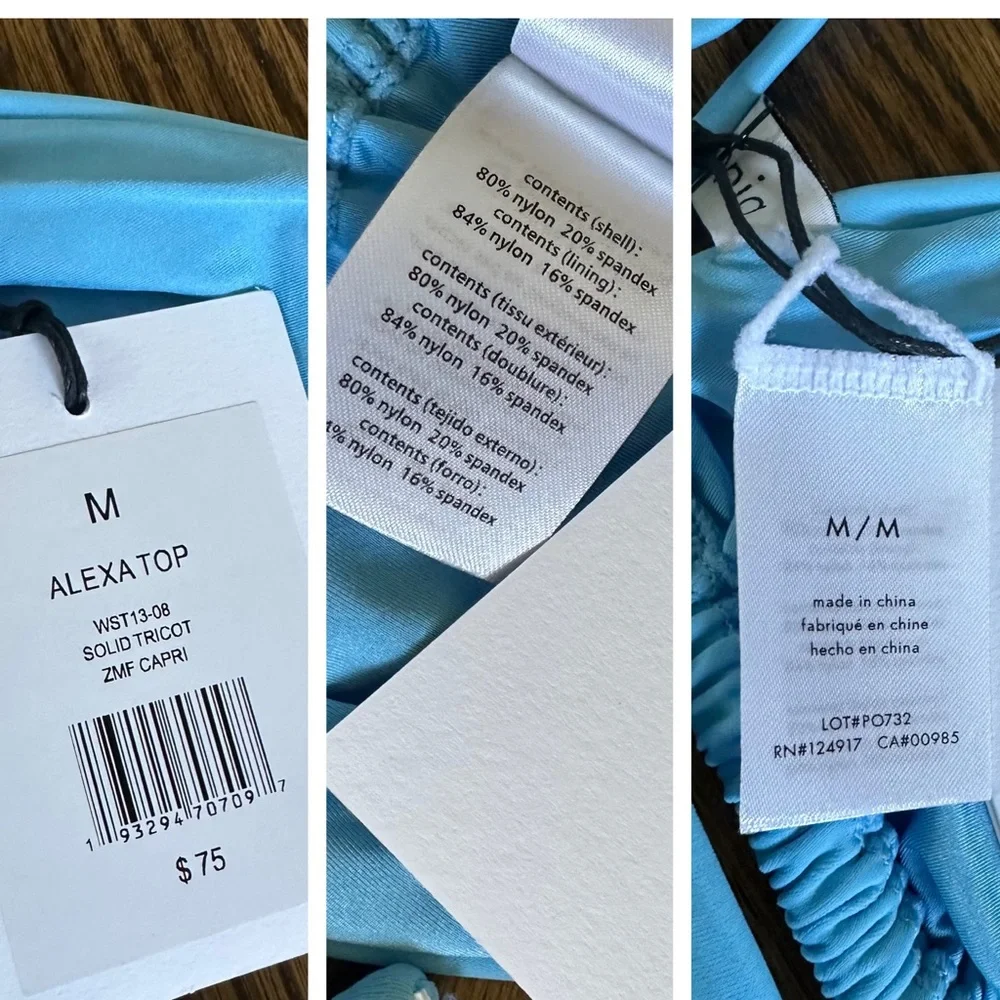 Onia Capri Blue Bikini Set, Alexa Top & Martina Bottom, NWT